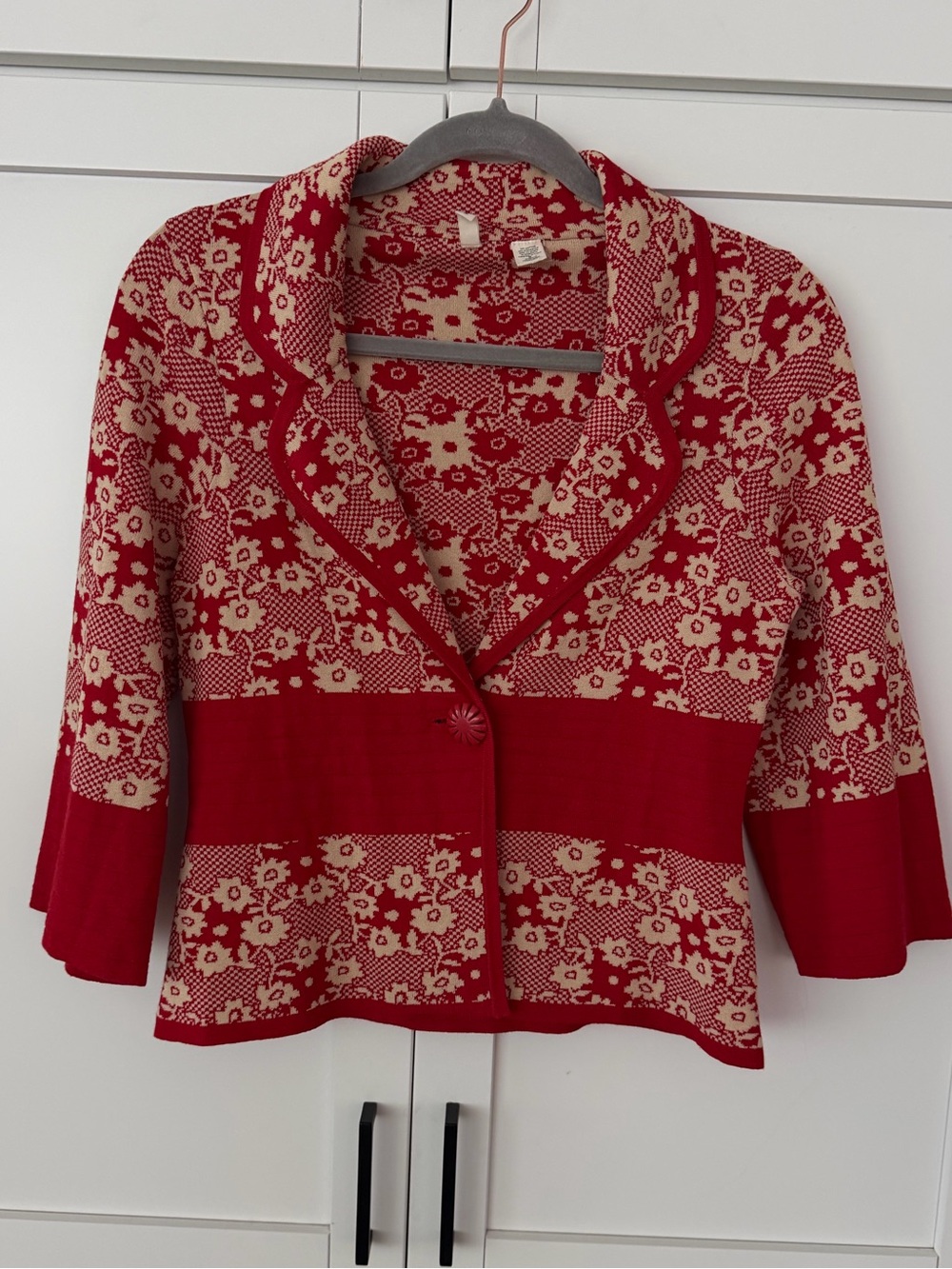 Moth Anthropologie Cardigan Sweater Red Floral